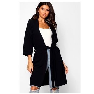 Black waterfall duster coat